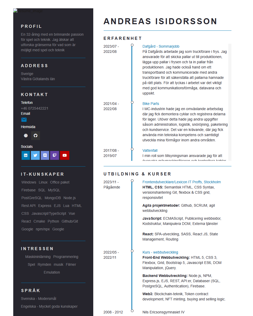Old Portfolio (React) screenshot 3