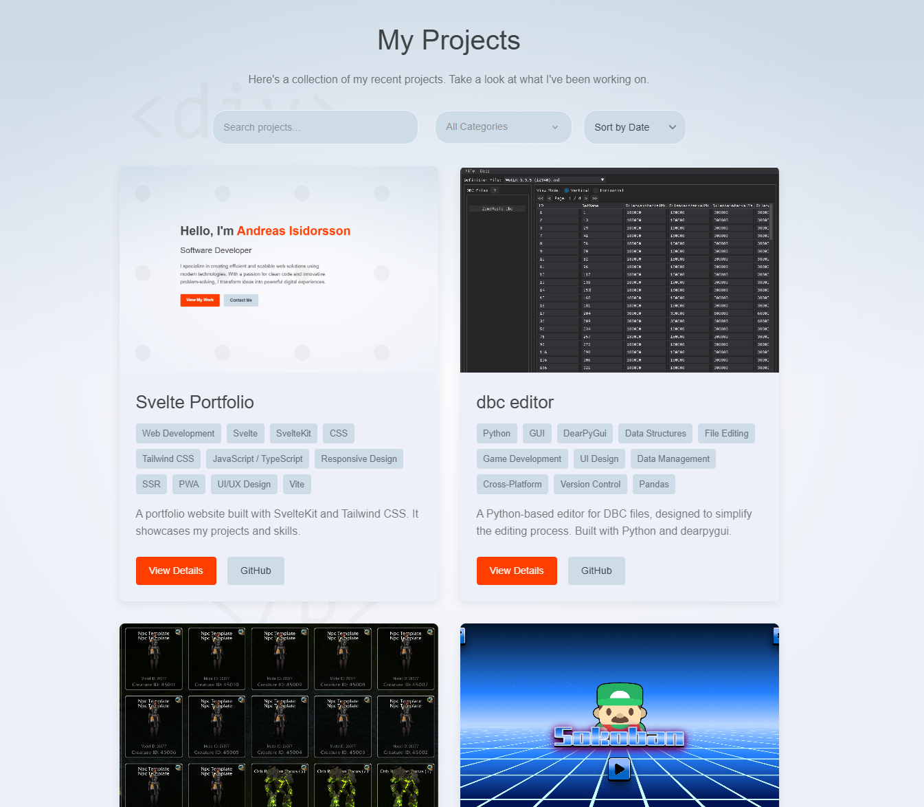 Svelte Portfolio screenshot 1